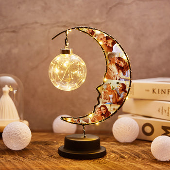 Lampe Gravée Personnalisée 3D Lune Cristal LED Cadeau de Lumière Color